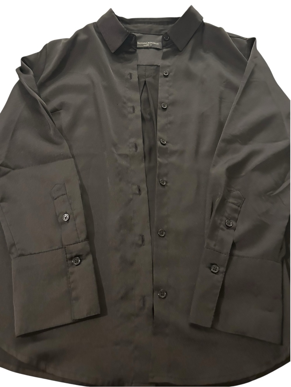 Banana Republic Black Button-Up silky Dress Shirt size small